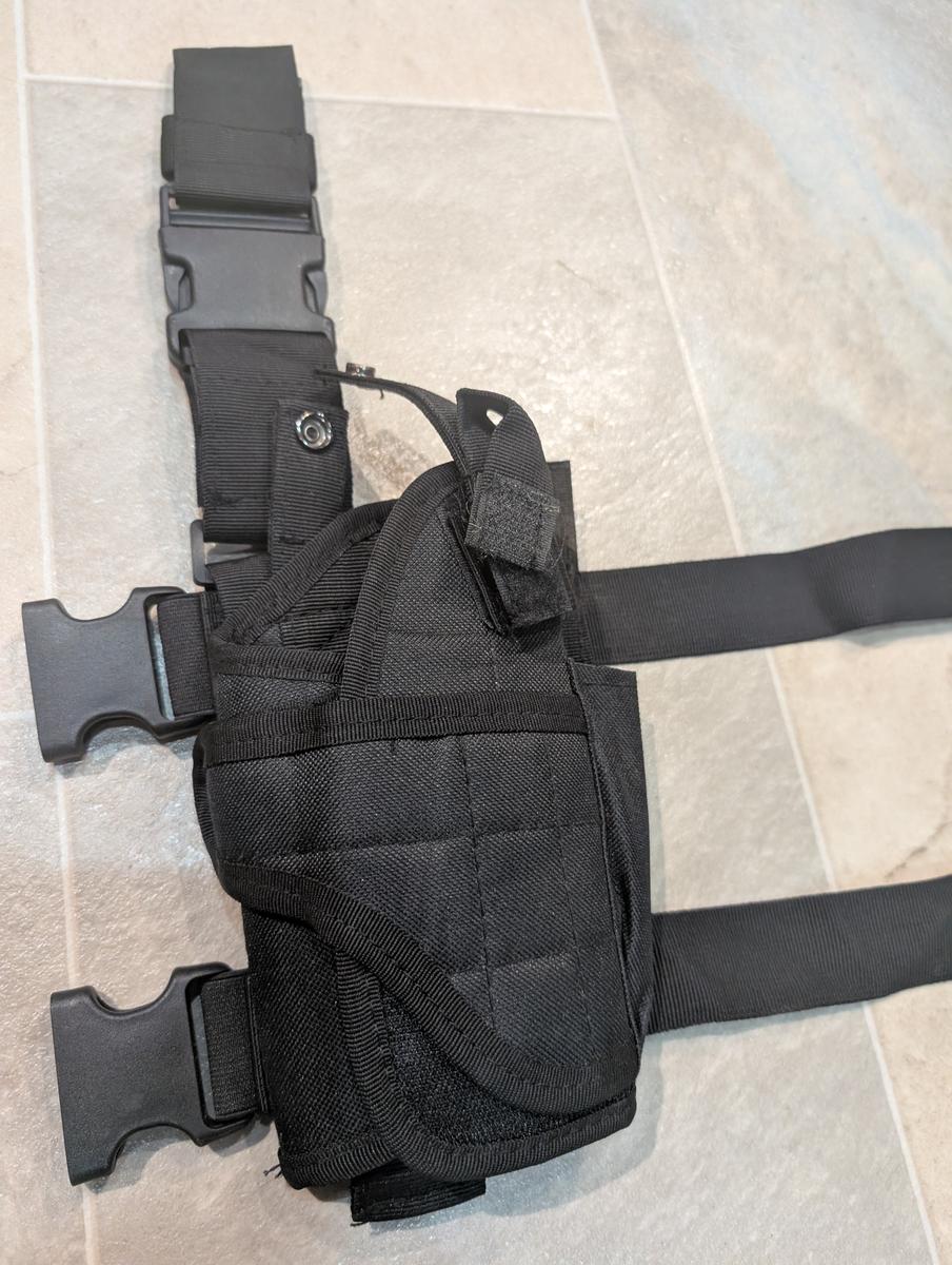 Drop Leg Tactical Holster Black Right Handed Thigh Rig Mag Pouch Airsoft Pistol