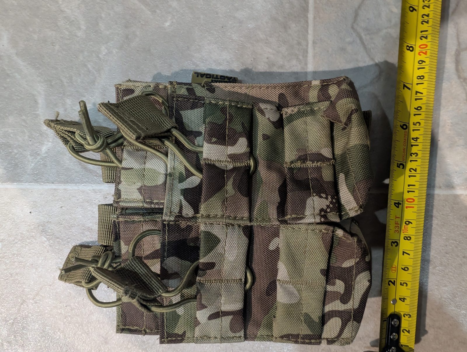 Kombat Tactical Double Open Top M4 Mag Pouch BTP Camo MOLLE Bungee Airsoft