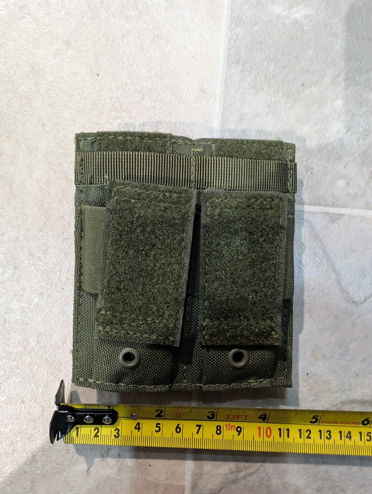 Double Pistol Mag Pouch OD Green MOLLE 9mm Magazine Holder Airsoft 13x13cm