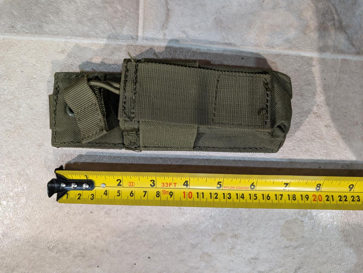 Single MOLLE Mag Pouch OD Green 18cm Torch Multitool Baton Holder Airsoft