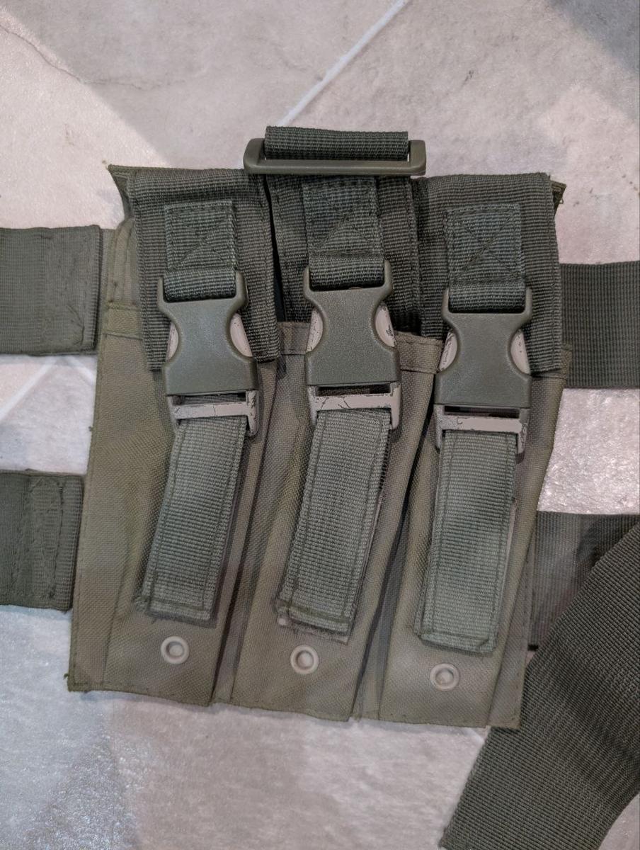 Unbranded Triple Magazine Pouch Drop-Leg Rig MOLLE Olive Drab Airsoft Surplus