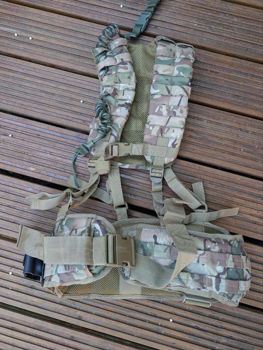 Kombat Tactical MOLLE Battle Belt & Yoke Harness BTP Camo Airsoft Padded Rig