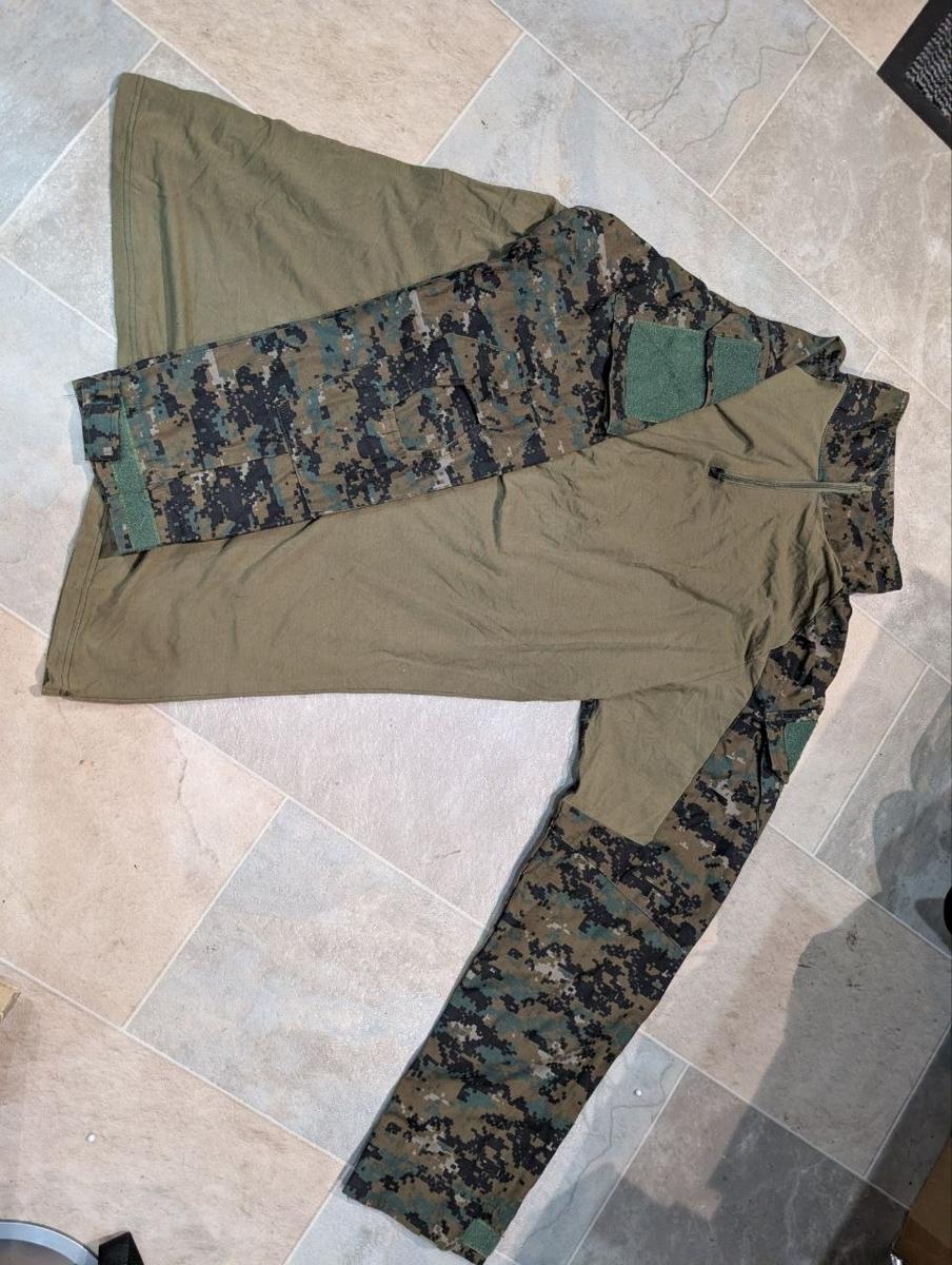 UBACS Combat Shirt Digital Woodland Camo Olive 1/4 Zip Airsoft Mens 2XL XXL