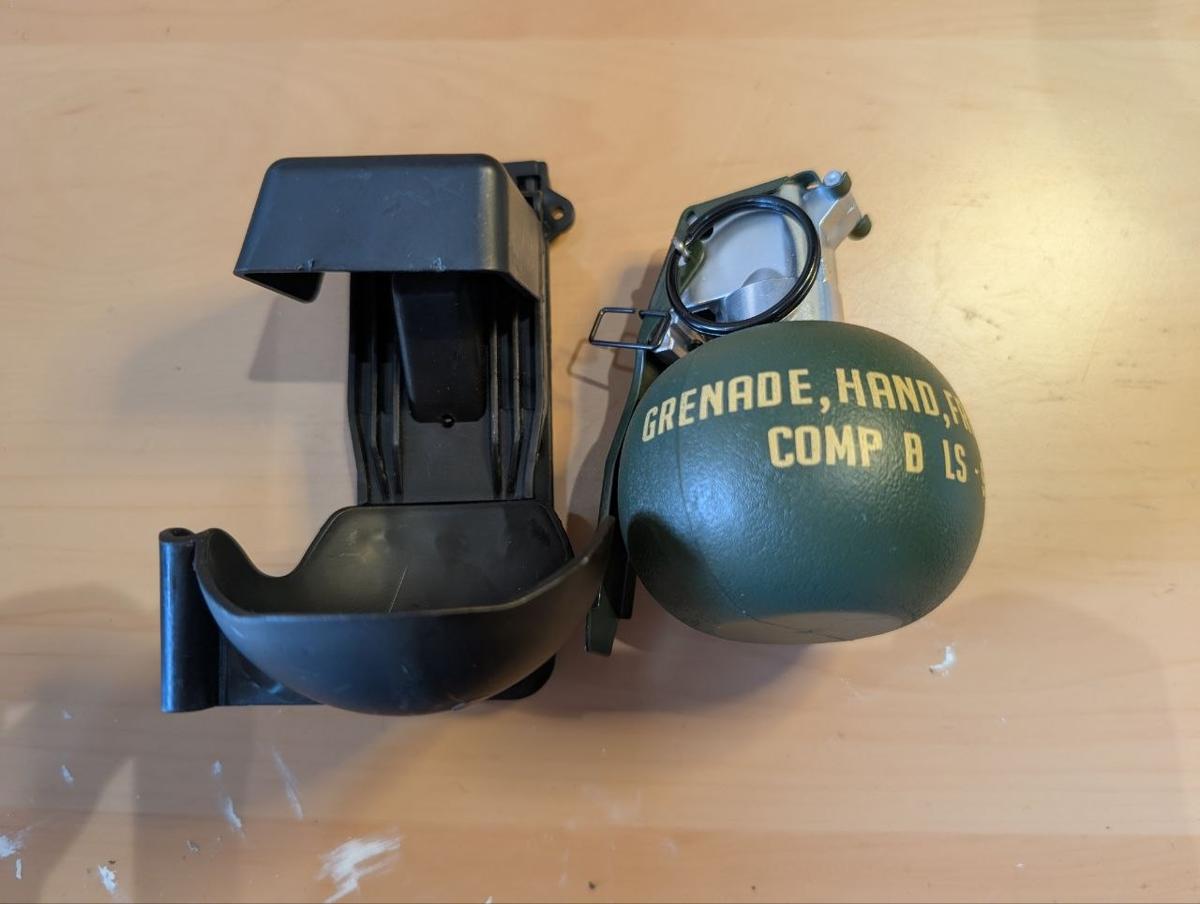 Dummy M67 Frag Grenade Replica & MOLLE Quick Release Carrier Airsoft Prop Green