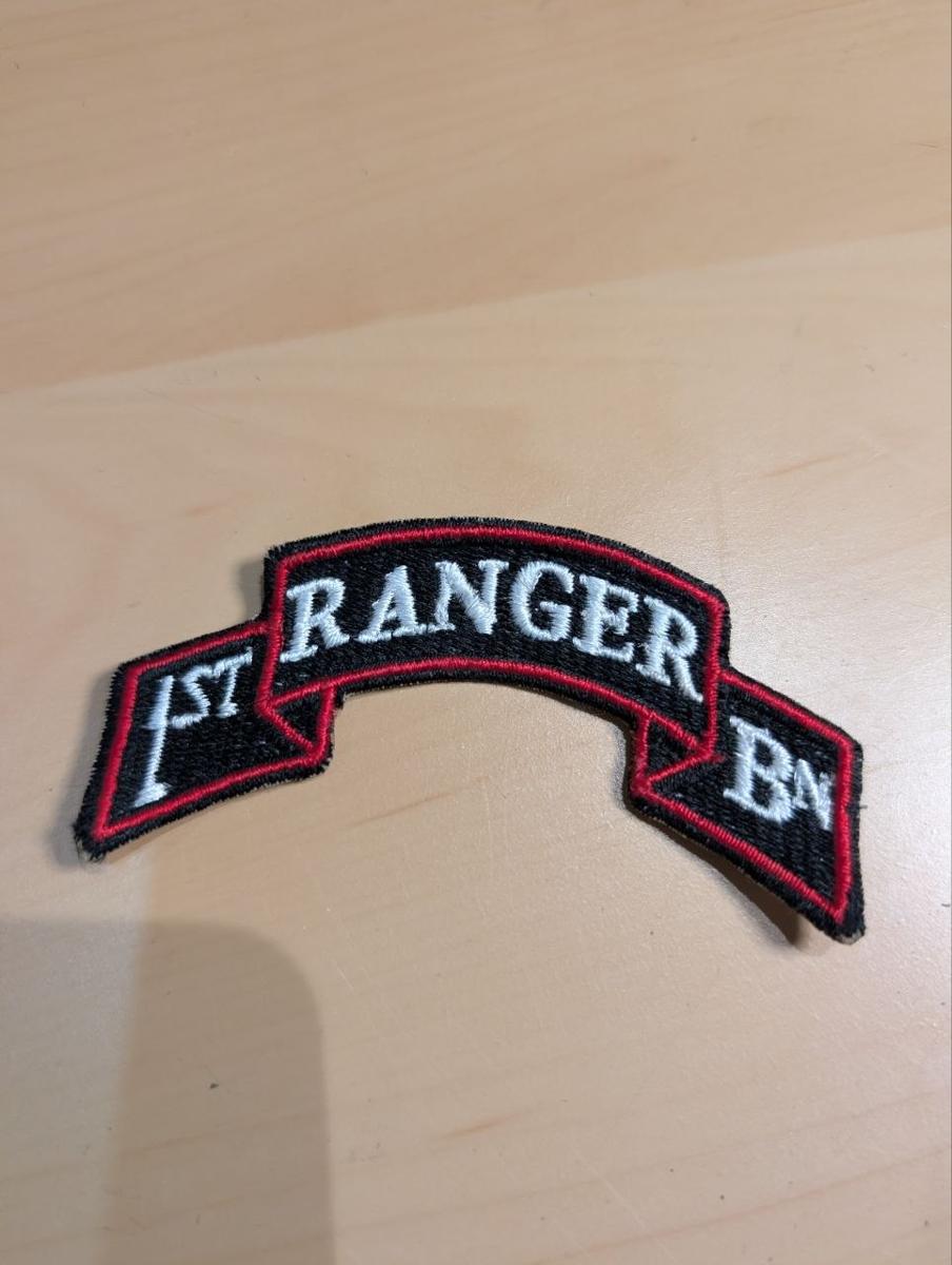 1st Ranger Battalion Scroll Patch US Army Embroidered Sew On Badge Black Red