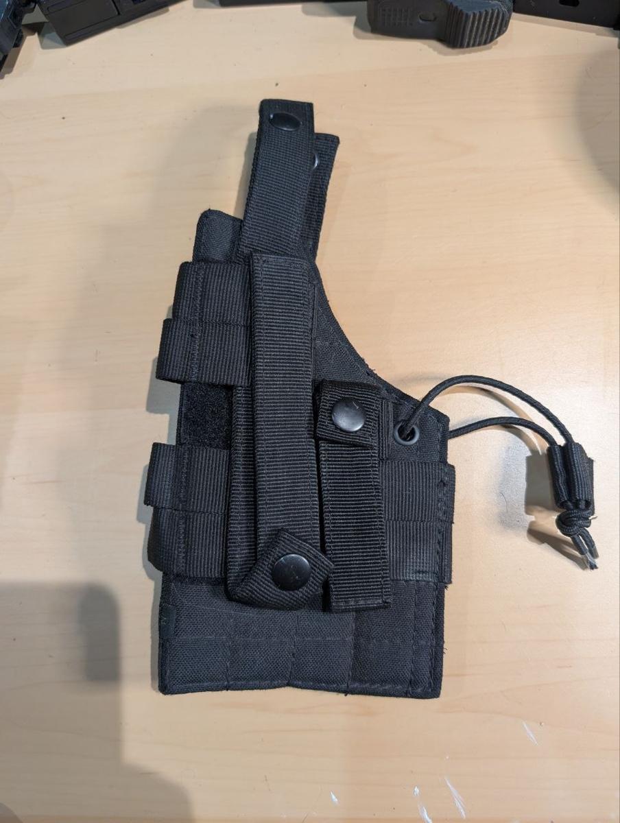 MOLLE Pistol Holster Black Universal Slim Thumb Break Bungee Airsoft Surplus