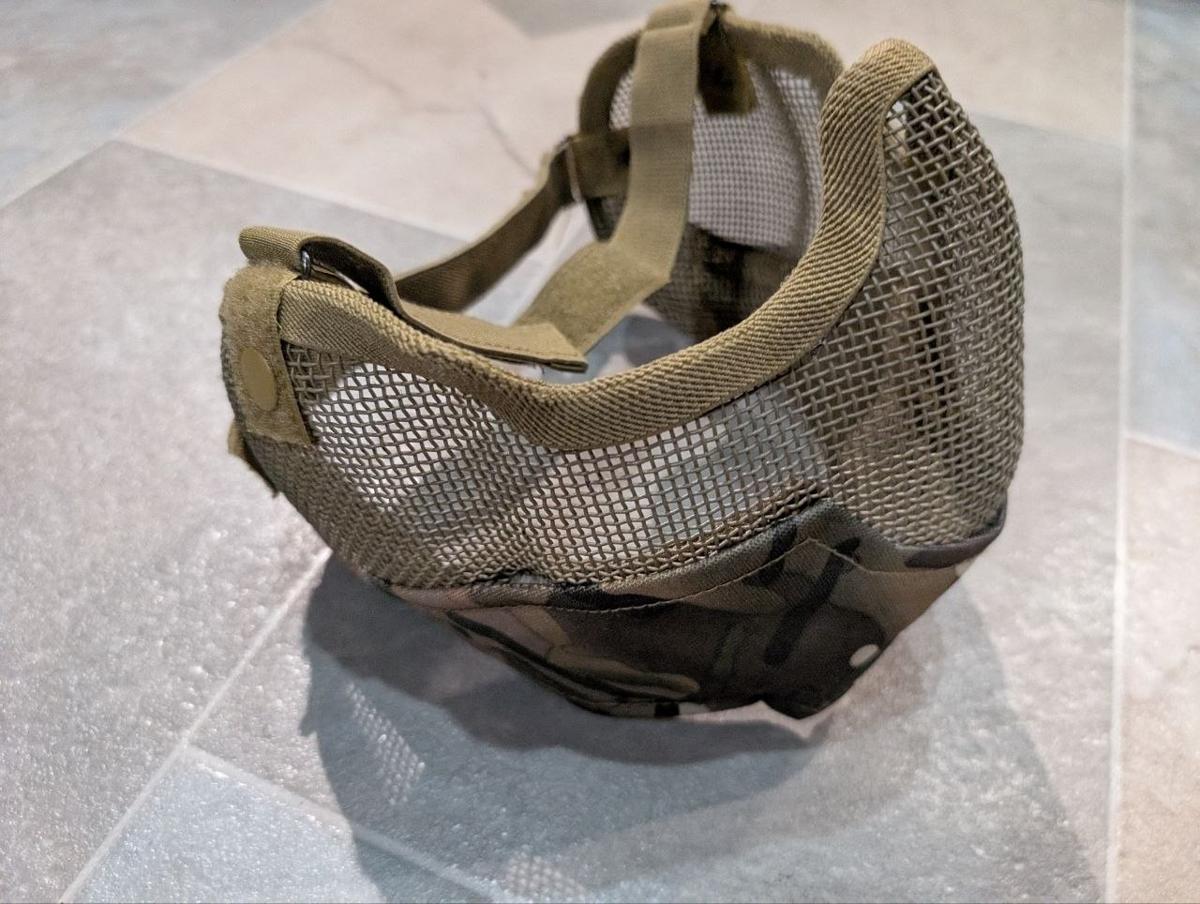 Airsoft Mesh Lower Face Mask MultiCam Camo Adjustable Strap MOLLE Style