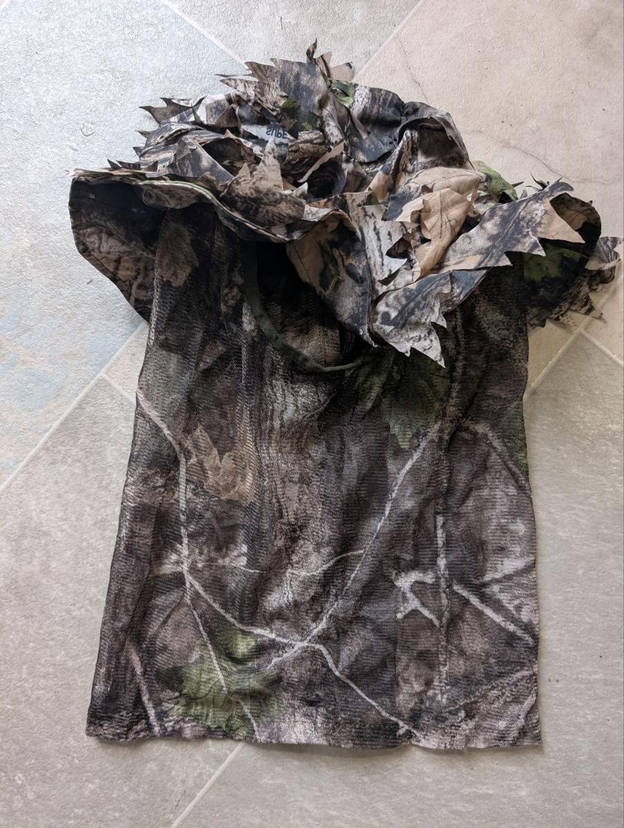 3D Leafy Camo Bush Hat with Mesh Face Veil Hunting Shooting Sniper Ghillie Net