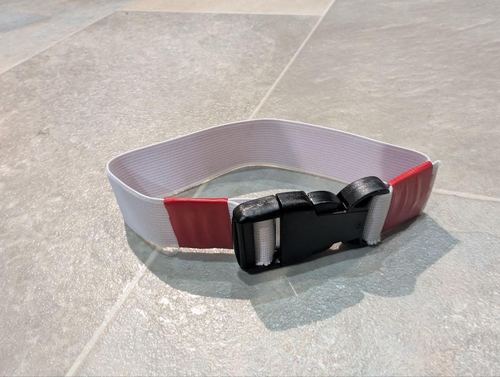 White & Red Elastic Team ID Arm Band Airsoft Milsim Marker Quick Release Buckle