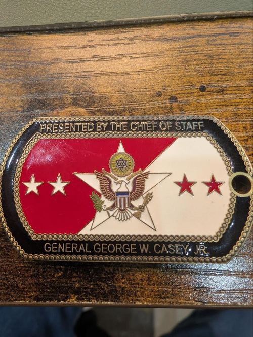 US Army Challenge Coin Dog Tag Chief of Staff Gen George W Casey Warrior Ethos